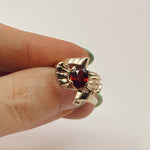 Ribbonette | 10K Gold Midcentury Garnet Bypass Ring (Size 5)