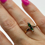 Greenlight Darling | 10K Gold Victorian Revival Ring with Green Paste & Rose-Cut Diamonds (Size 6)