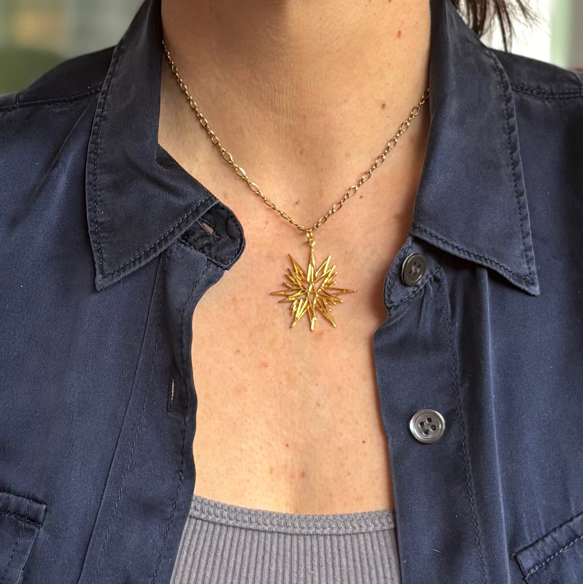 Old Salem | Hand & Hammer Vermeil Sterling Moravian Star Pendant, 1984 Design