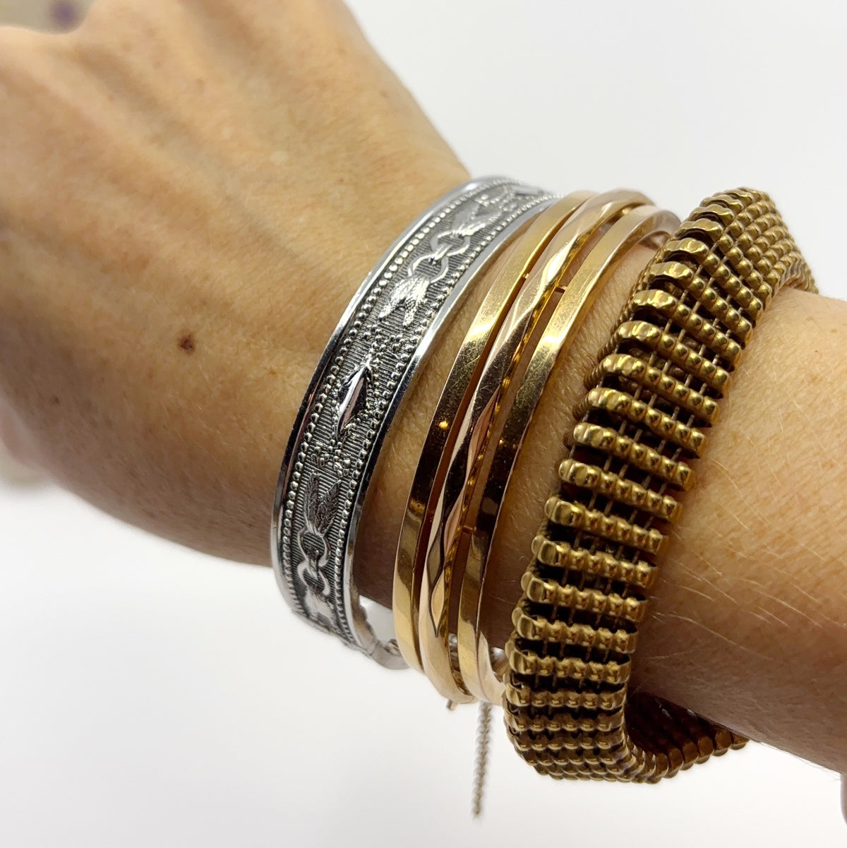 Tessera | Mid-Century Articulated Brass Modular Bracelet (c. 1950s–60s)