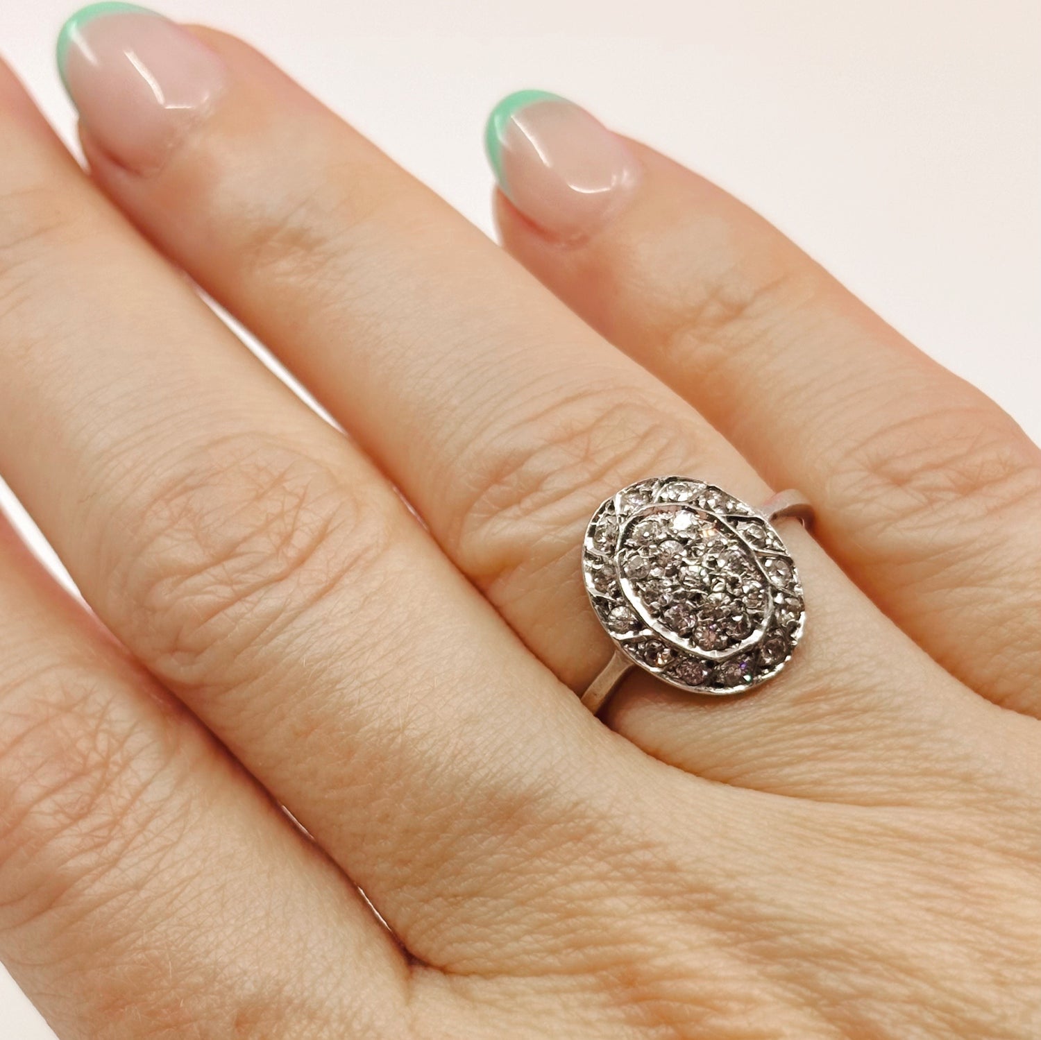 Very Convincing | Estate Sterling & CZ Cluster Ring, Size 6, c. 1980s–1990s
