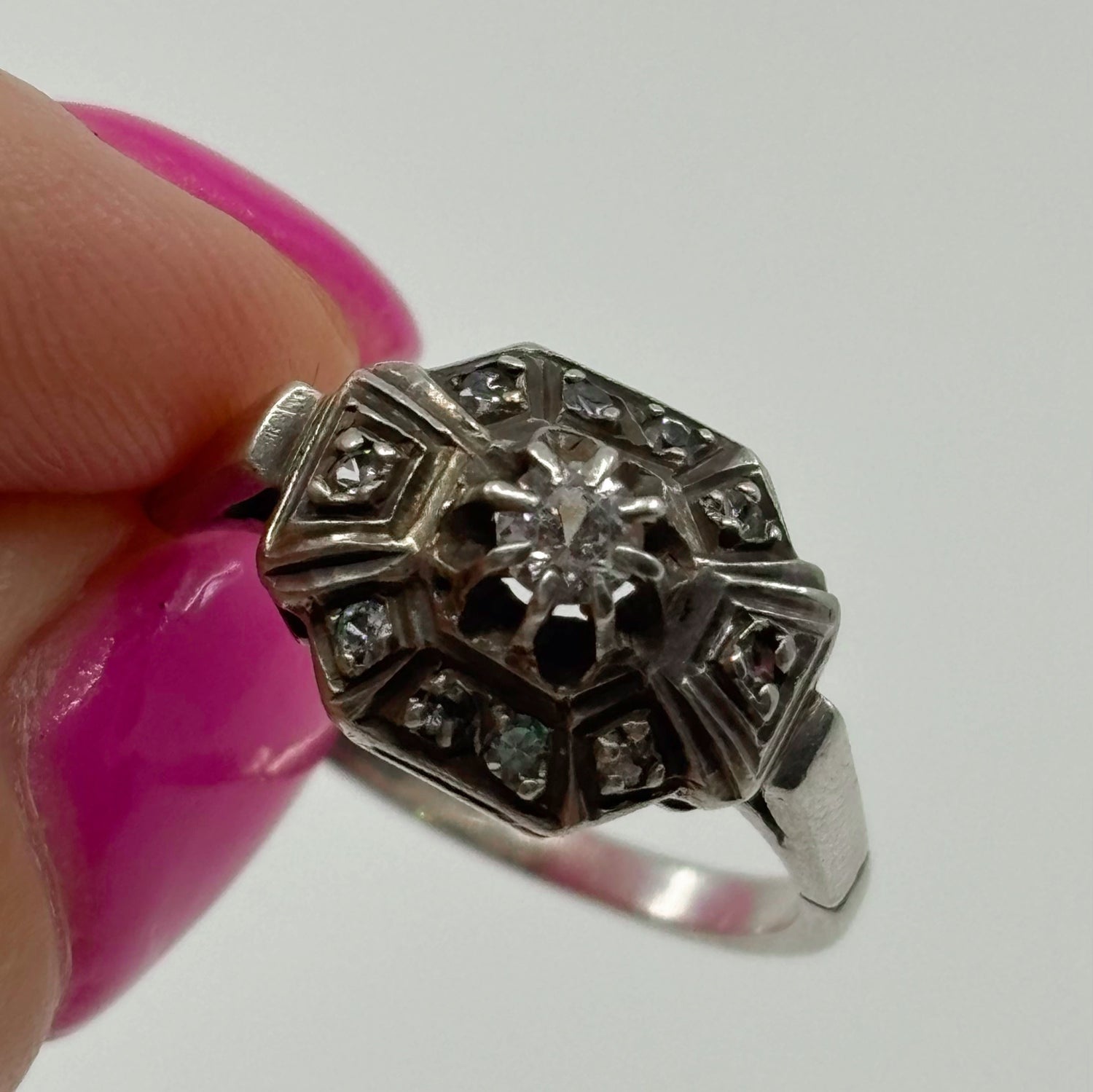 Bijou | French Sterling Paste Shield Ring (c. 1935–1945)