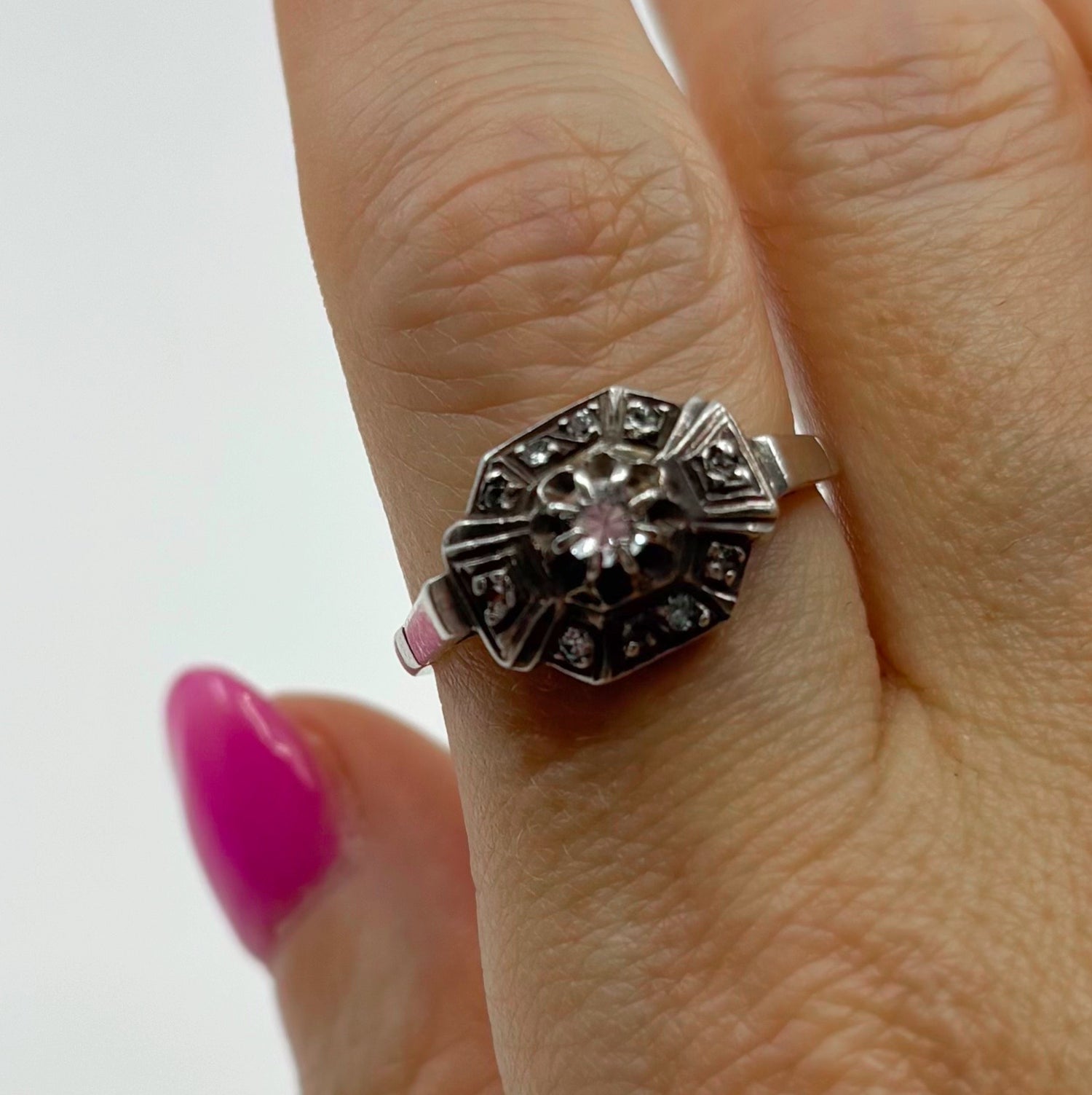 Bijou | French Sterling Paste Shield Ring (c. 1935–1945)