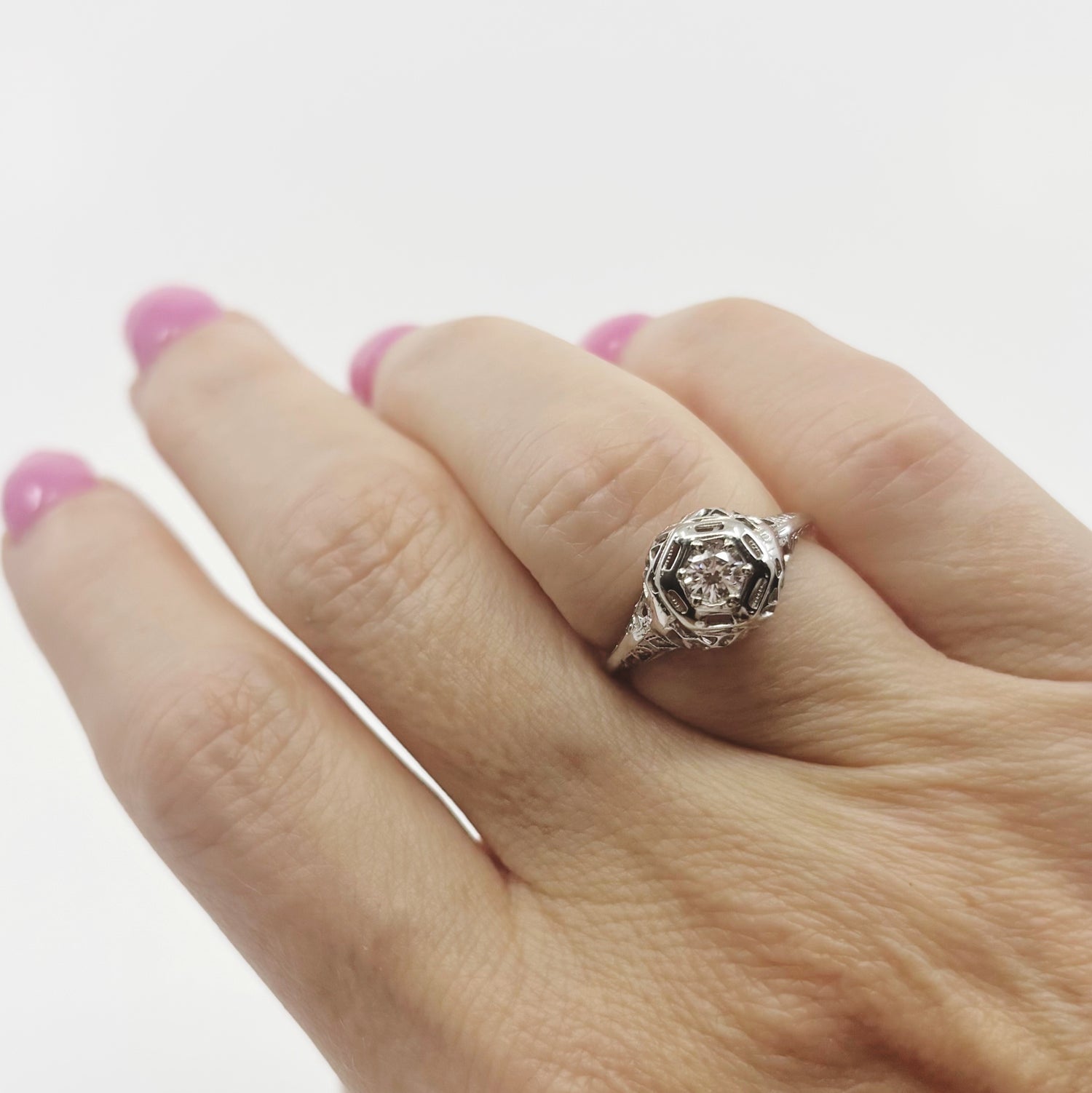 The Last Word | 18K Diamond Filigree Ring (Early Art Deco, Size 4.25)
