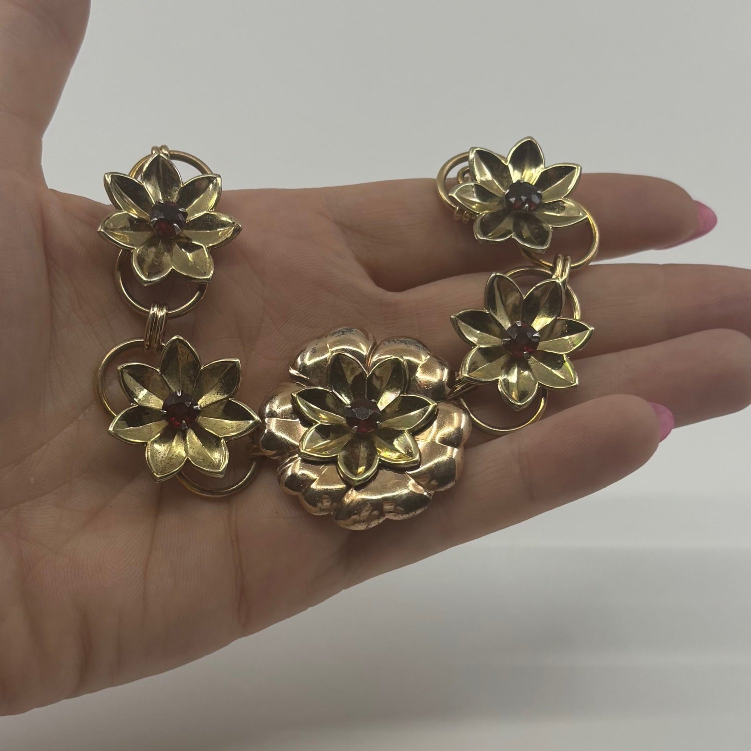 The Afterparty | Gold Filled Floral Link Bracelet (Retro, 7.25 length)