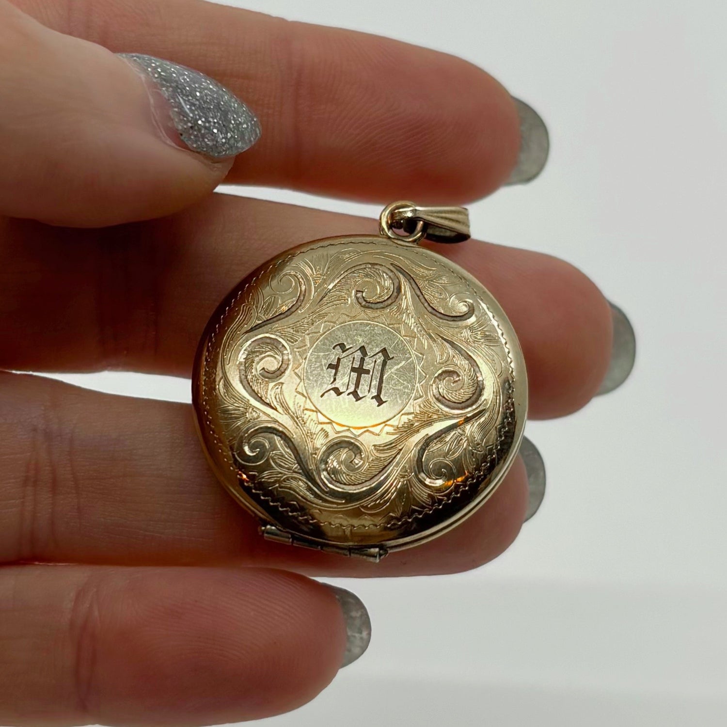M, Apparently | Antique Gold Filled Monogrammed Locket, c. 1910s–1920s