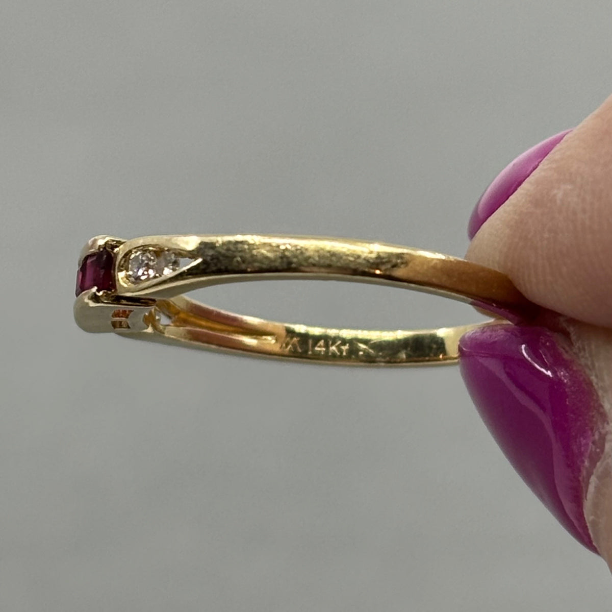 Redline Rings Redline | Vintage 14K Ruby & Diamond Stacker Ring, Size 6.5 (Estate ...