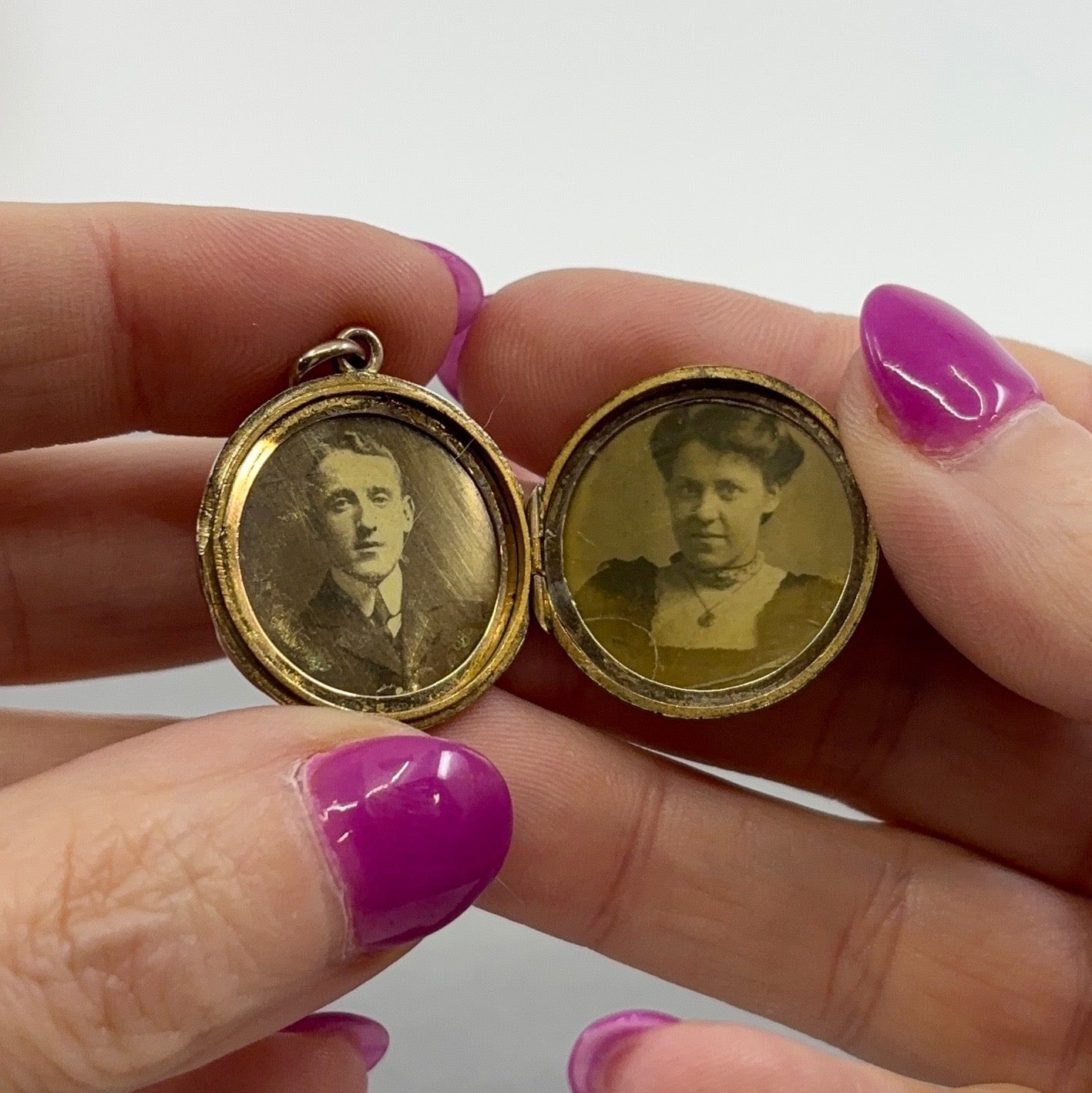 The Original Arrangement | Edwardian Gold Filled Double-Sided Photo Locket Pendant, Dated 1907