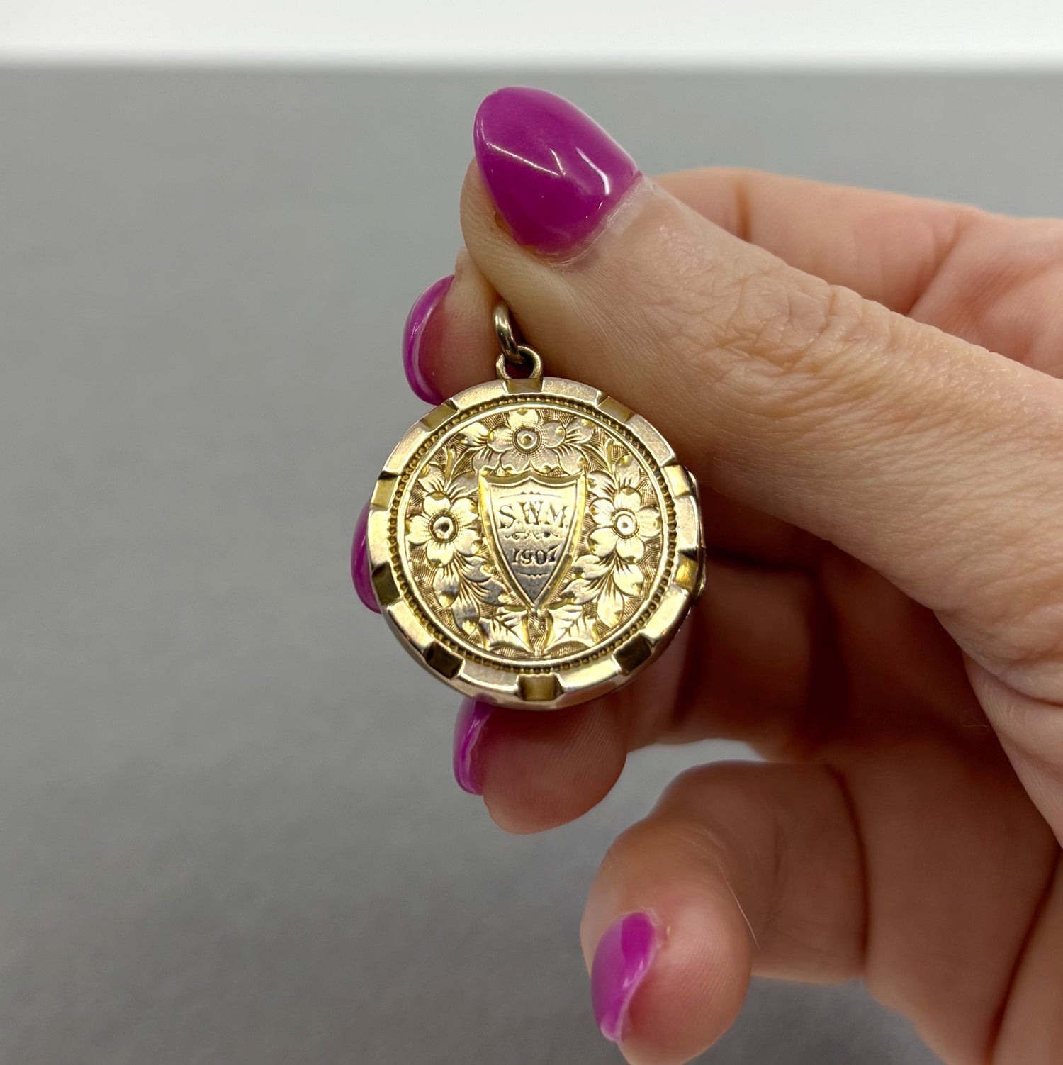 The Original Arrangement | Edwardian Gold Filled Double-Sided Photo Locket Pendant, Dated 1907