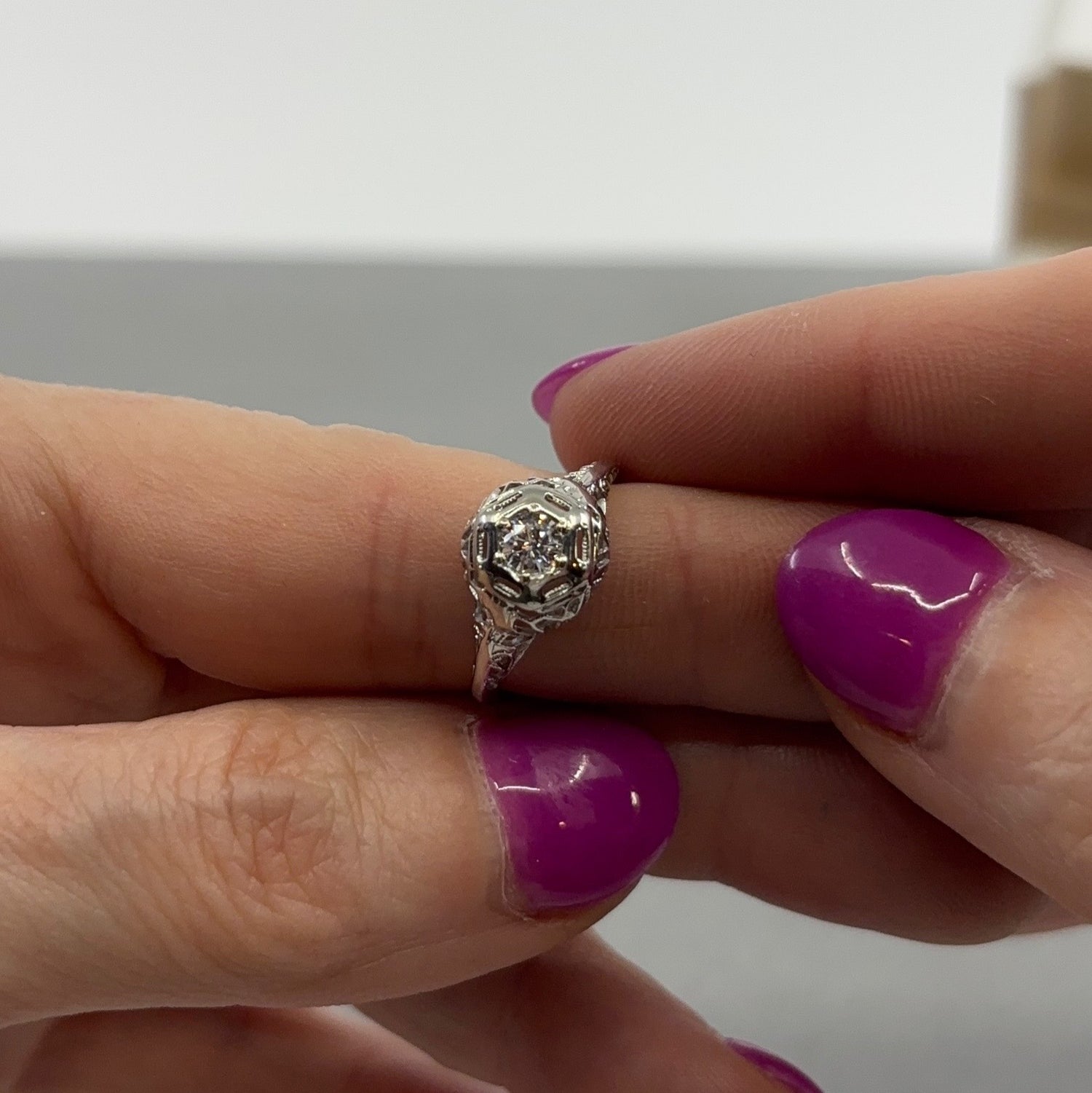 The Last Word | 18K Diamond Filigree Ring (Early Art Deco, Size 4.25)