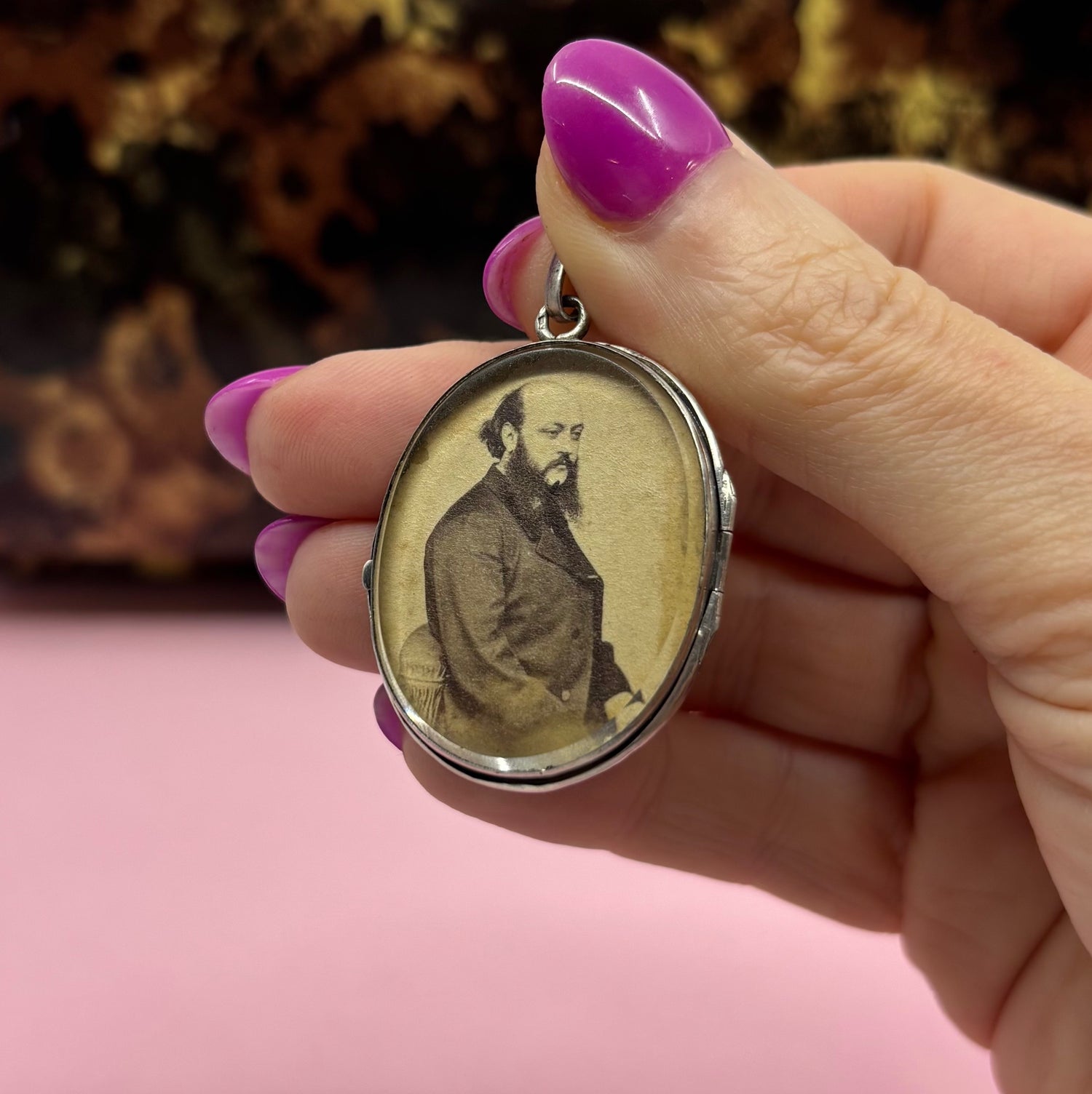 Entre Nous | French Antique Sterling Silver Rock Crystal Photo Locket Pendant, c. 1890s–1910s