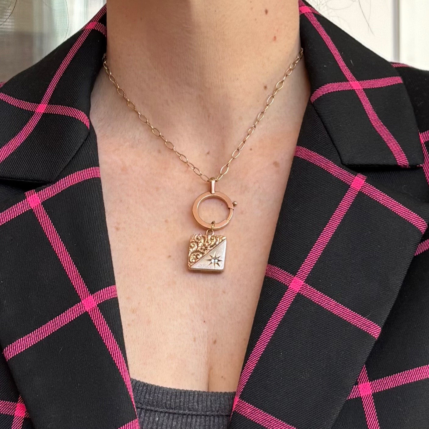 Postscript | 14k Two-Tone Diamond Locket (Transitional, c. 1915–1925)