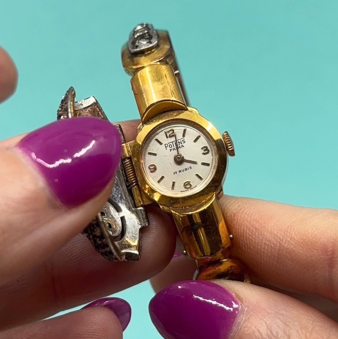 By Appointment | French Potens Prima Paste-Set Watch Bracelet (Retro, c. 1935–1945)