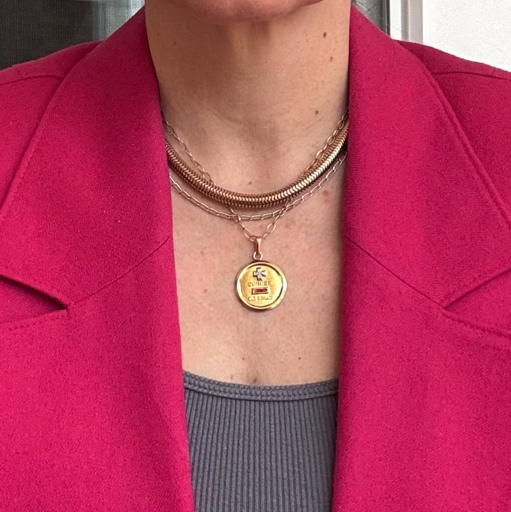 Plus Qu’Hier | Vintage French 18k Augis “Qu’Hier Que Demain” Love Medal (c. 1950s)