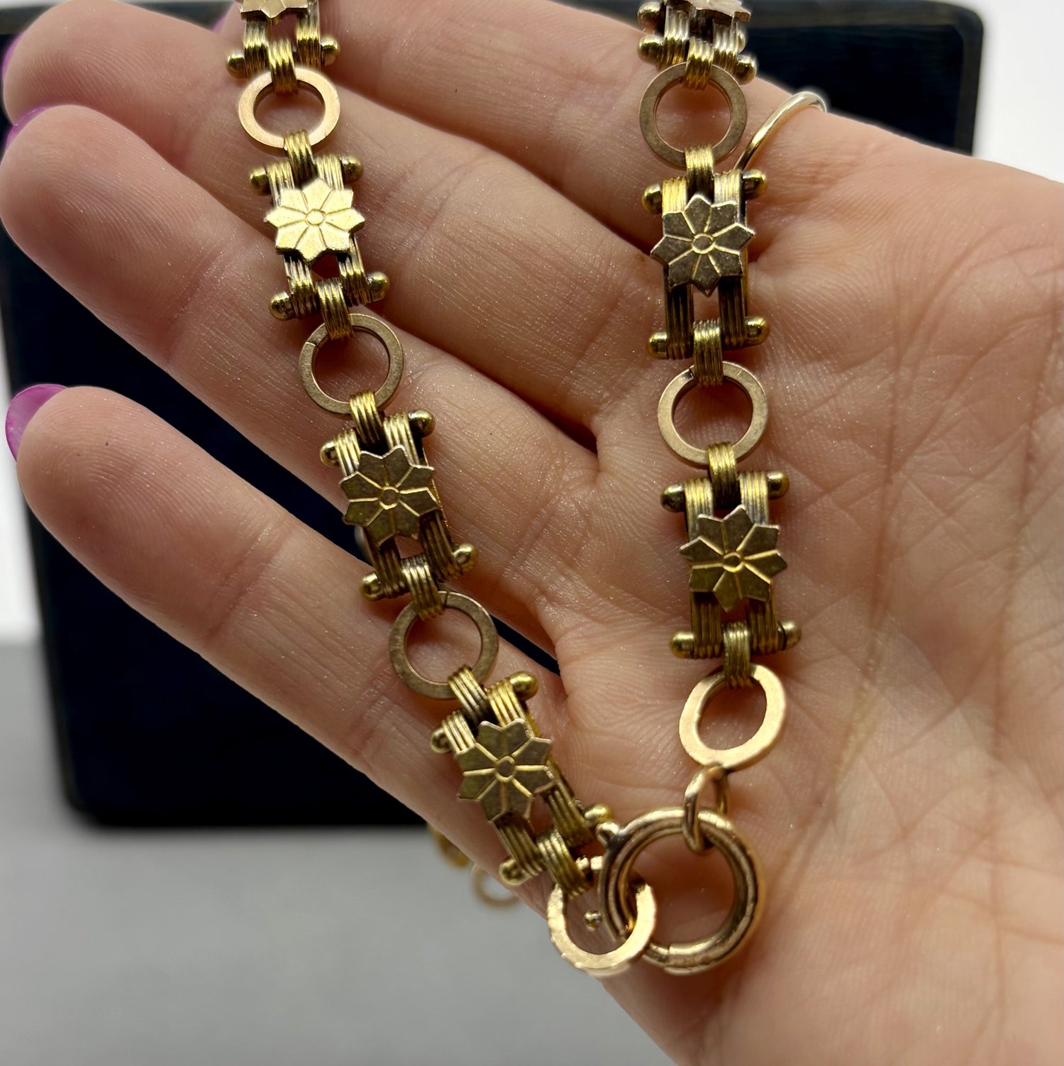 Revel | Victorian Gold Filled Floral Book Chain Necklace (Victorian, c. 1885–1905)