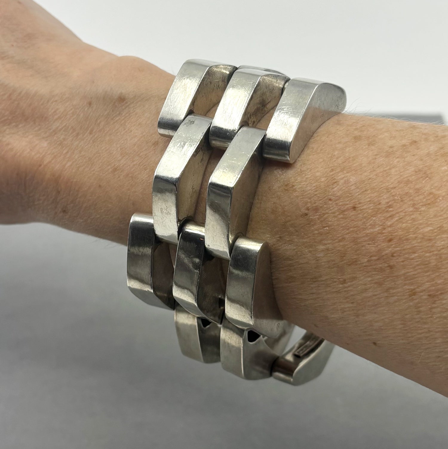 Lintel | Pre-1948, Retro Modernist Mexican Sterling Architectural Bracelet