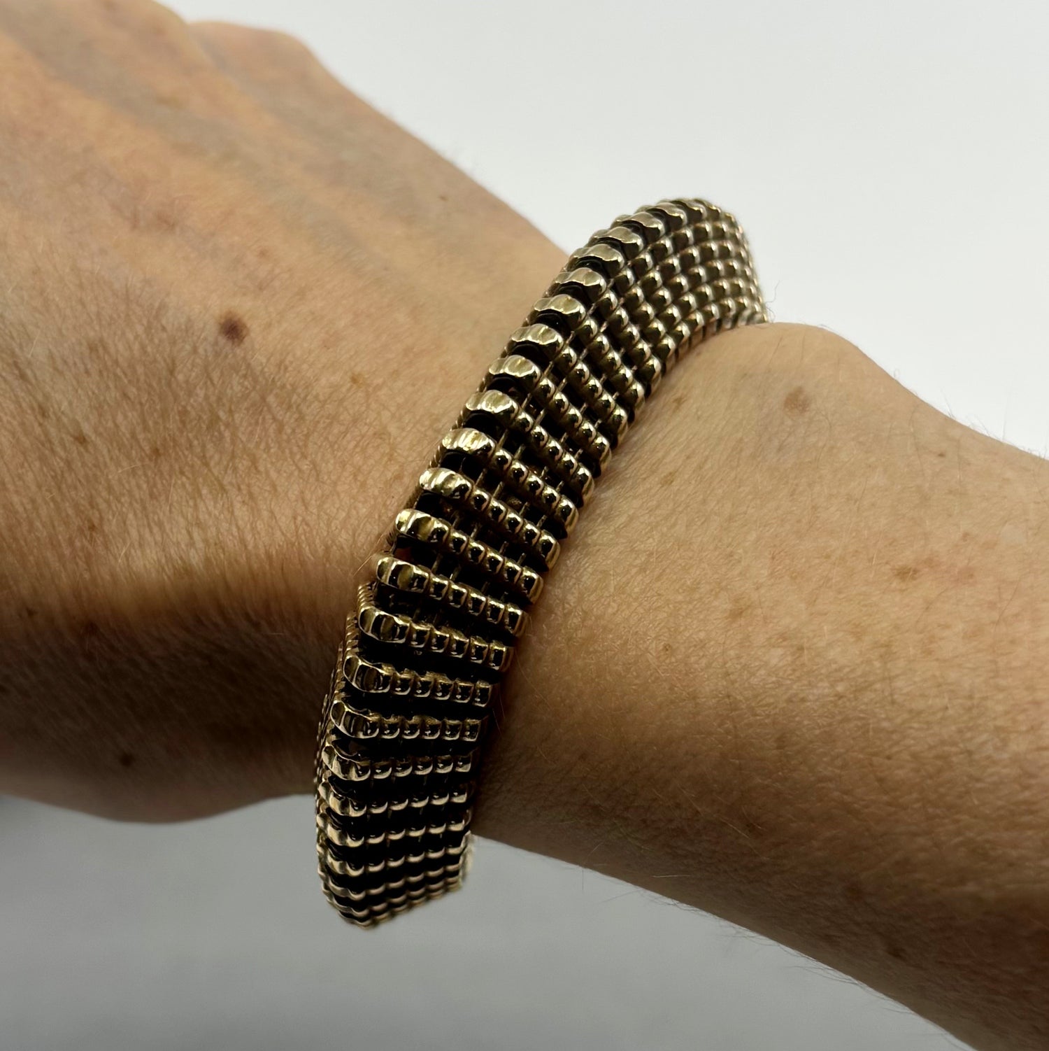 Tessera | Mid-Century Articulated Brass Modular Bracelet (c. 1950s–60s)