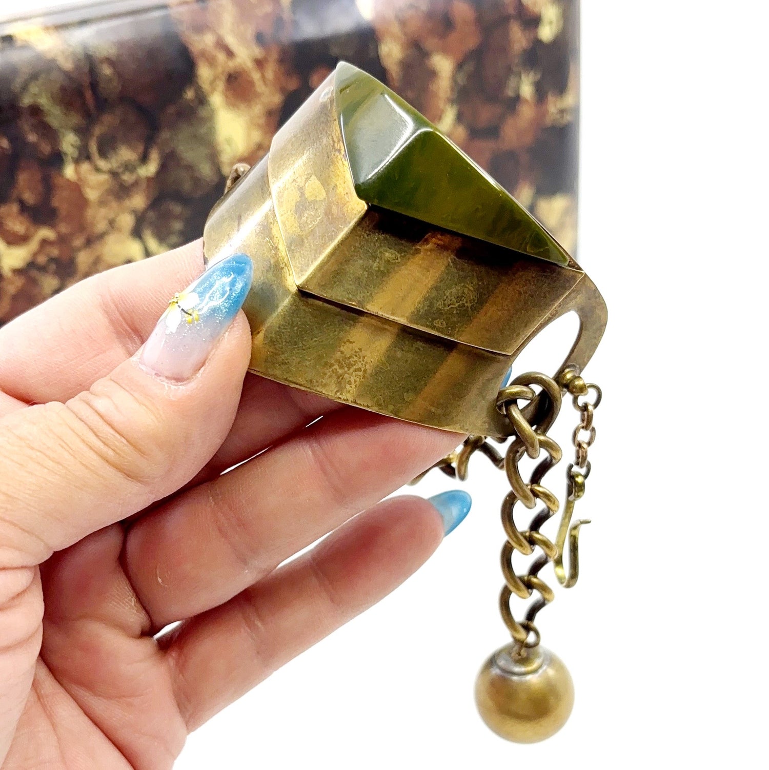 Setback | 1930s–40s Retro Moderne Brass + Bakelite Modernist Bracelet