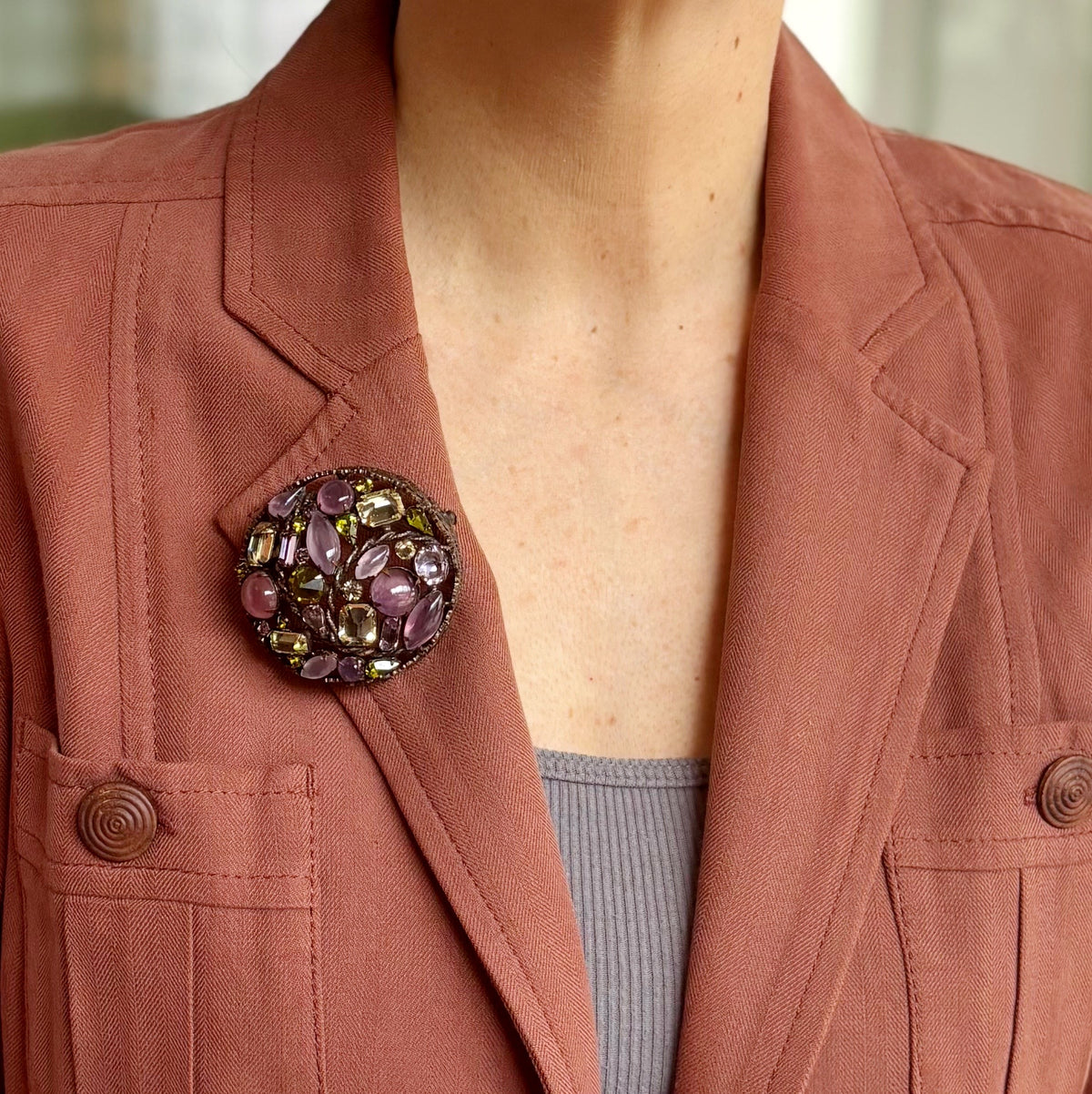 Inside Job | Schreiner New York Shadow Box Brooch (Midcentury, c. 1960's)