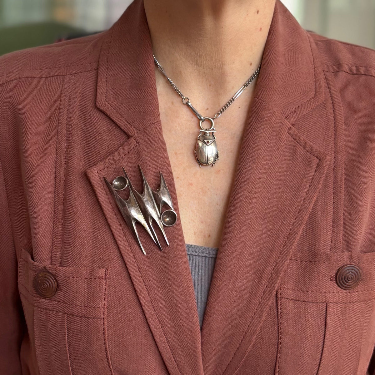 Blueprint | Vintage Sterling Silver Modernist Brooch (Midcentury)