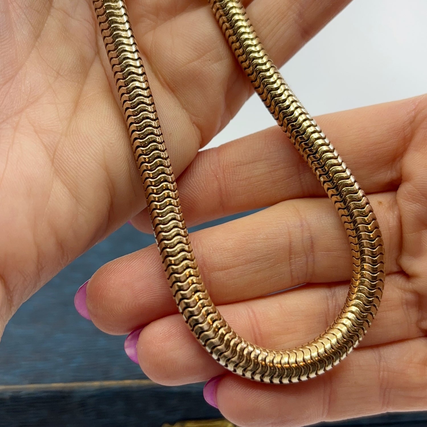 Pleasantries | Kreisler Gold Filled Retro Tubogas Collar Necklace c. 1940s